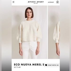Brand New APIECE APART Eco Nueva Merel Knit Sweater